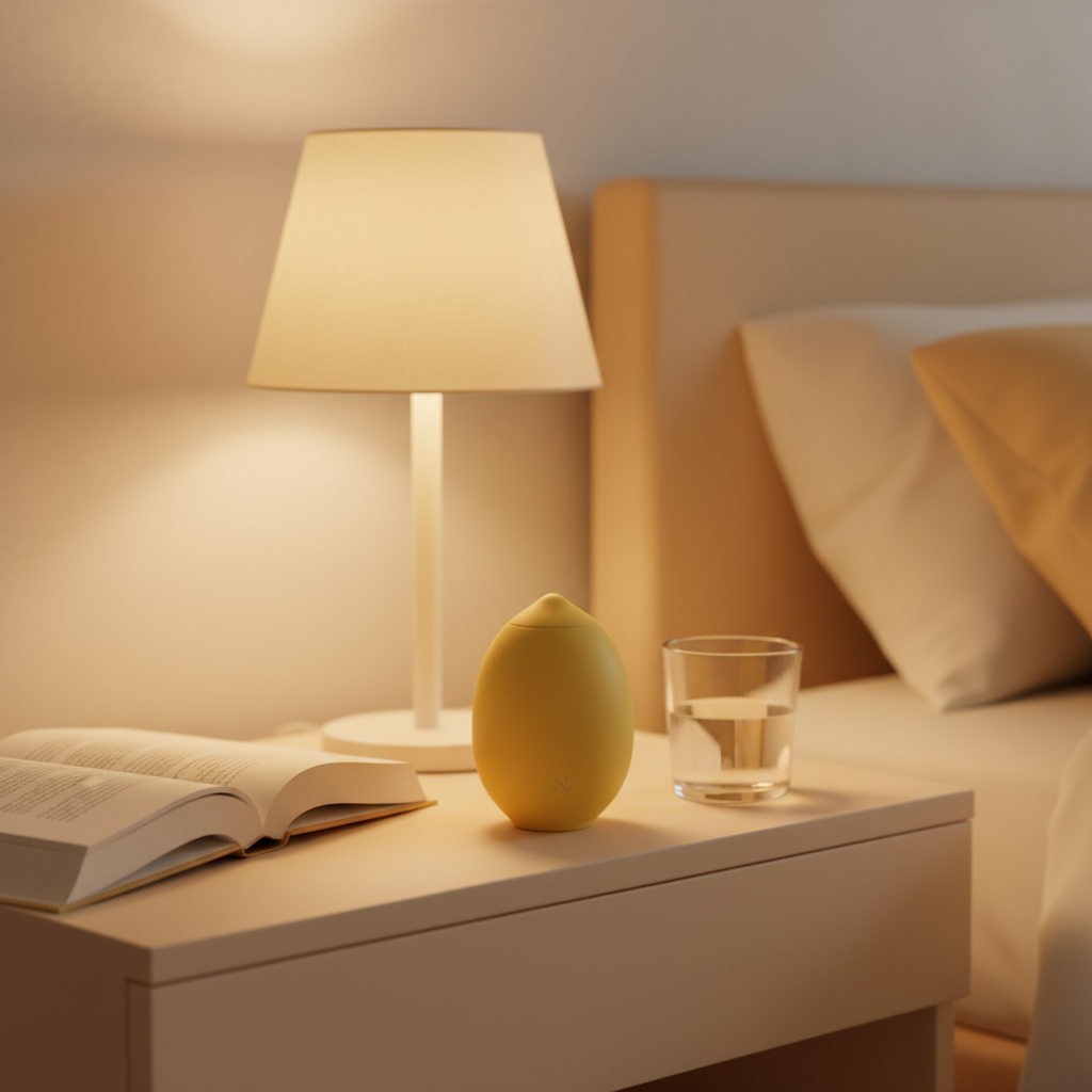 Bedside ritual with warm lighting